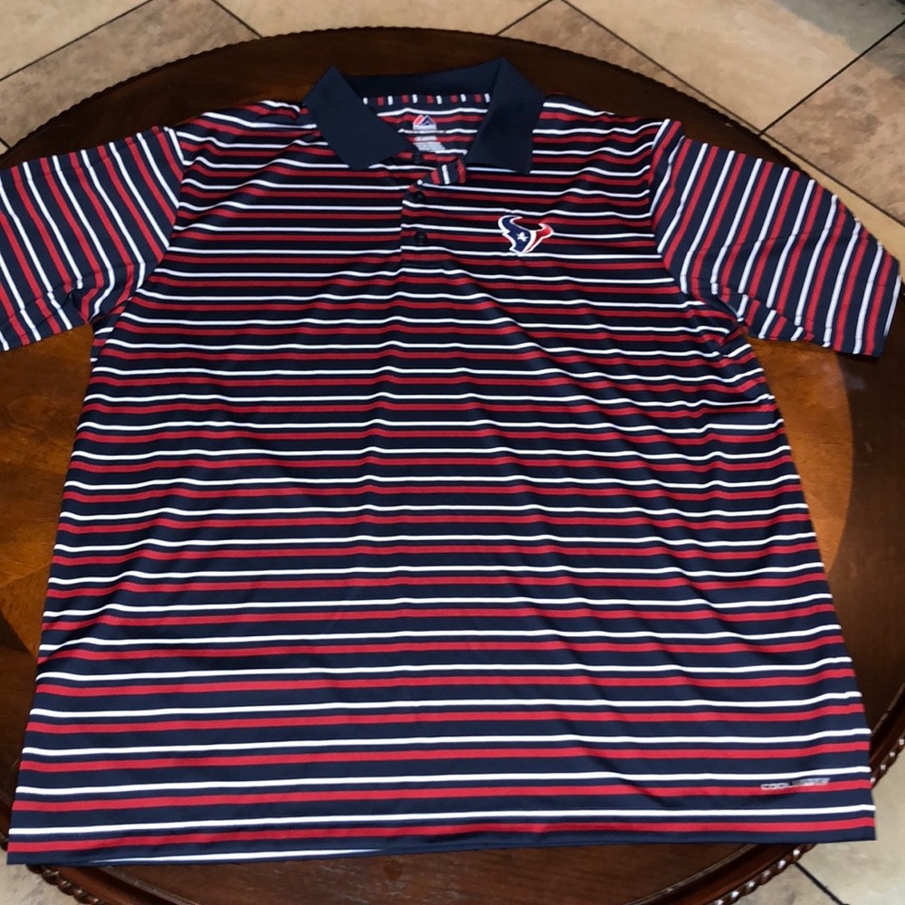 Majestic Striped Coolbase Houston Texans Polo XL